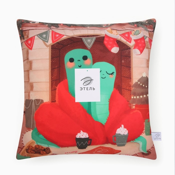 Новый год. Символ года. Змея. Чехол на подушку Этель &laquo;Домашний уют&raquo; 40х40 см, велюр