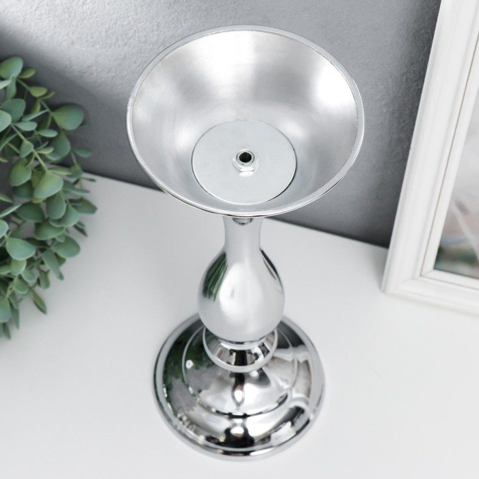 Подсвечник металл на 1 свечу Подсвечник металл на 1 свечу "Изящный" серебристый 32х13х13 см