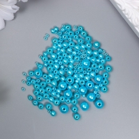 Бусины для творчества пластик "Круглые. Лазурный" d=3-8 мм, набор 10 гр Бусины для творчества пластик "Круглые. Лазурный" d=3-8 мм, набор 10 гр