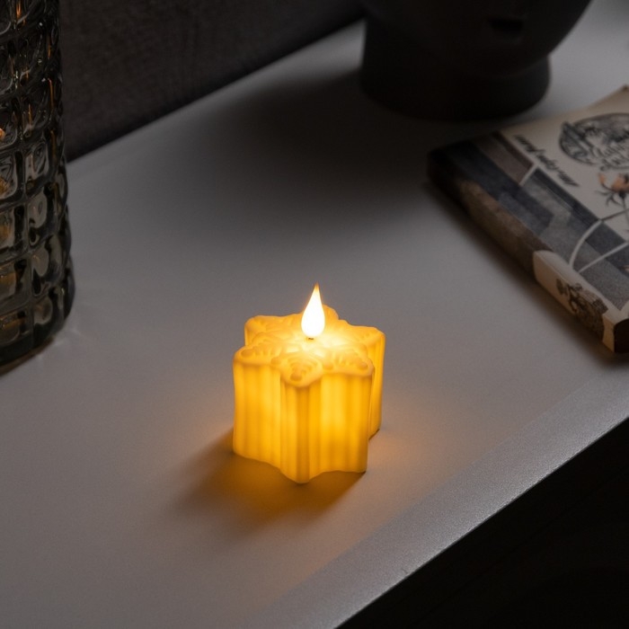 Светодиодная фигура &laquo;Снежинка&raquo; 7 &times; 8.5 &times; 8 см, пластик, батарейки AG13х3 (в комплекте), свечение тёплое белое