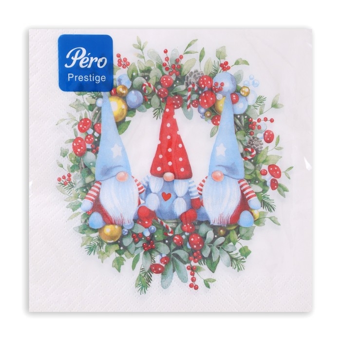 Новогодние салфетки бумажные Pero Prestige &laquo;Хранители Рождества&raquo;, 3 слоя, 33х33 см, 20 шт