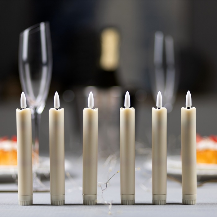 Светодиодная свеча восковая «Классика» 2 x 16.5 см, АААx2 (не в компл.), набор 6 шт, свечение тёплое белое Светодиодная свеча восковая «Классика» 2 x 16.5 см, АААx2 (не в компл.), набор 6 шт, свечение тёплое белое