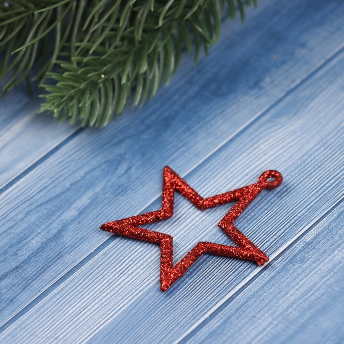 Украшение ёлочное "Звезда блеск грация" (набор 6 шт) 5х4,5 см, микс