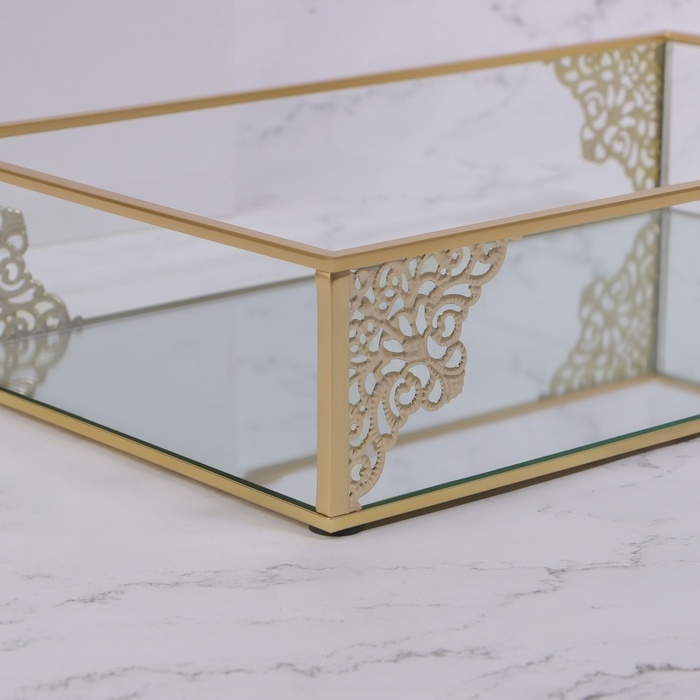 Органайзер для хранения &laquo;GREAT&raquo;, стеклянный, с зеркальным дном, 1 секция, 29 &times; 17,5 &times; 6 см, цвет прозрачный/медный