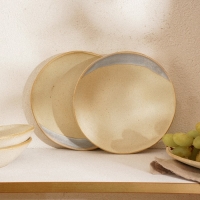 Набор тарелок фарфоровых SL Home &laquo;Волный Сардинии&raquo;, d=27,5 см, цвет бежевый