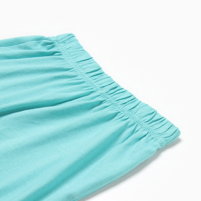 Комплект для девочки "Девочка" (футболка/шорты), цвет молочный/бирюзовый, рост 116-122 см