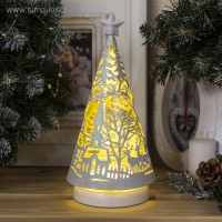 Светодиодная фигура &laquo;Ёлка с оленями&raquo; 13 &times; 31 &times; 13 см, пластик, батарейки ААх3 (не в комплекте), свечение тёплое белое