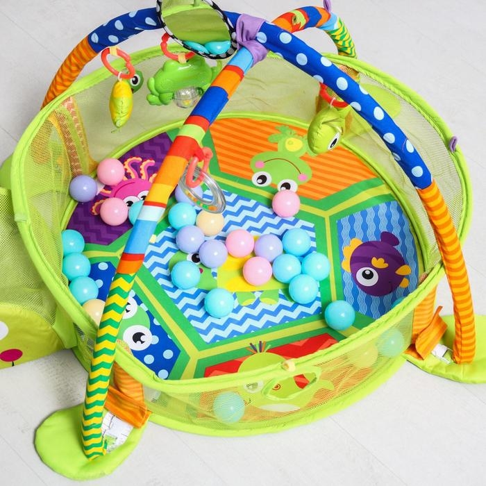 Развивающий коврик 3 в 1 &laquo;Черепаха&raquo;, 30 цветных шариков, 4 игрушки
