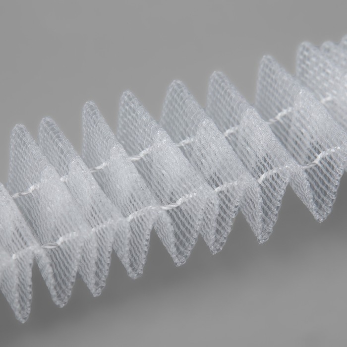 Шторная лента классическая, органза, 2,5 см, 100 &plusmn; 1 м, цвет прозрачный/белый