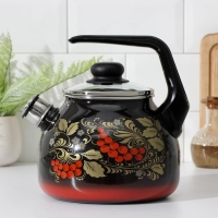 Чайник &laquo;Рябина&raquo;, 3 л, фиксированная ручка, со свистком, индукция, цвет чёрный