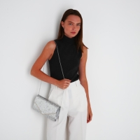 Сумка-клатч на клапане, цвет серебряный Сумка-клатч на клапане, цвет серебряный