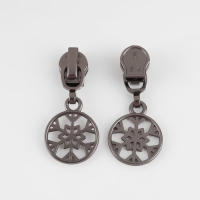 Бегунок автоматический для молнии &laquo;Спираль&raquo;, №5, декоративный &laquo;Снежинка&raquo;, 10 шт, цвет чёрный никель