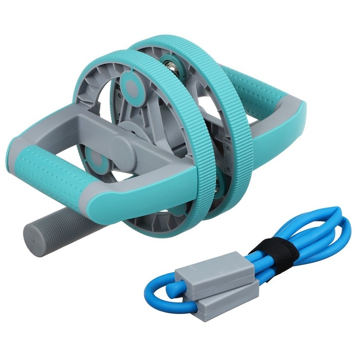 Набор для фитнеса ONLYTOP: ролик, упор для пресса, эспандер грудной, цвет бирюзовый Набор для фитнеса ONLYTOP: ролик, упор для пресса, эспандер грудной, цвет бирюзовый
