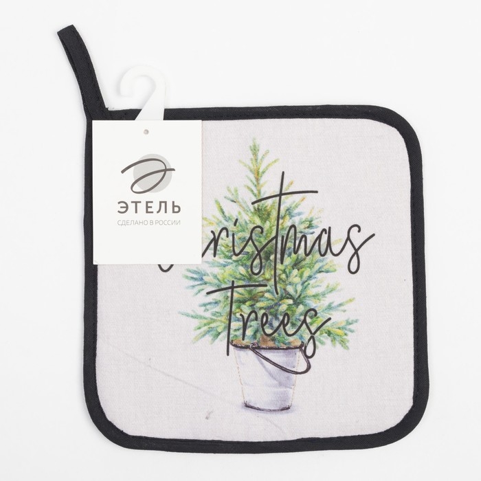 Прихватка &laquo;Christmas trees&raquo; 19х19 см, саржа, 100% хлопок, ватин 250 г/м2