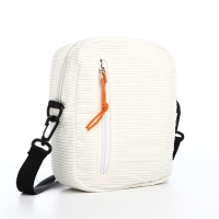 Сумка молодёжная на молнии, наружный карман, цвет белый