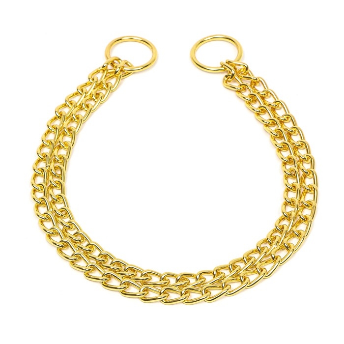 Ошейник - удавка металлический двухрядный, 45 см, толщина проволоки 2 мм, золотистый Ошейник - удавка металлический двухрядный, 45 см, толщина проволоки 2 мм, золотистый