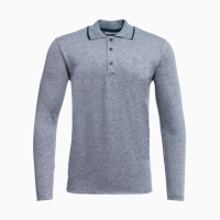 Поло мужское с длинным рукавом, цвет серый/синий, размер L