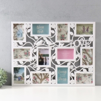 Мультирамка "LOVE" на 12 фото, 10х15 см, пластик, цв. белый Мультирамка "LOVE" на 12 фото, 10х15 см, пластик, цв. белый