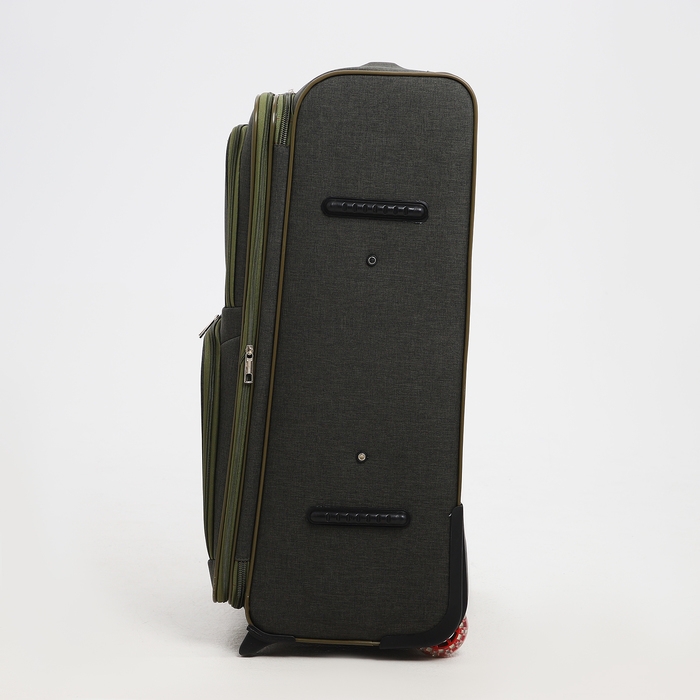 Чемодан большой 95 л (L), отдел на молнии, с расширением, кодовый замок, 3 колеса, 2 наружных кармана, цвет хаки