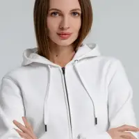 Толстовка на молнии с капюшоном унисекс King, белая, размер XL