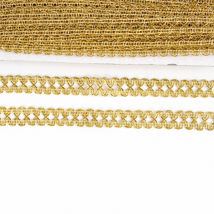 Тесьма &laquo;Ажурная&raquo; золотая, ширина 1,5 см, намотка 25 метров