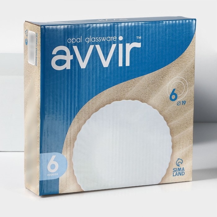 Набор десертных тарелок &laquo;Дива&raquo;, d=19 см, 6 шт, стеклокерамика, цвет белый