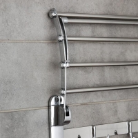 Полка откидная с держателем полотенец, 4 двойных крючка, 59,5&times;26&times;14 см, цвет хром