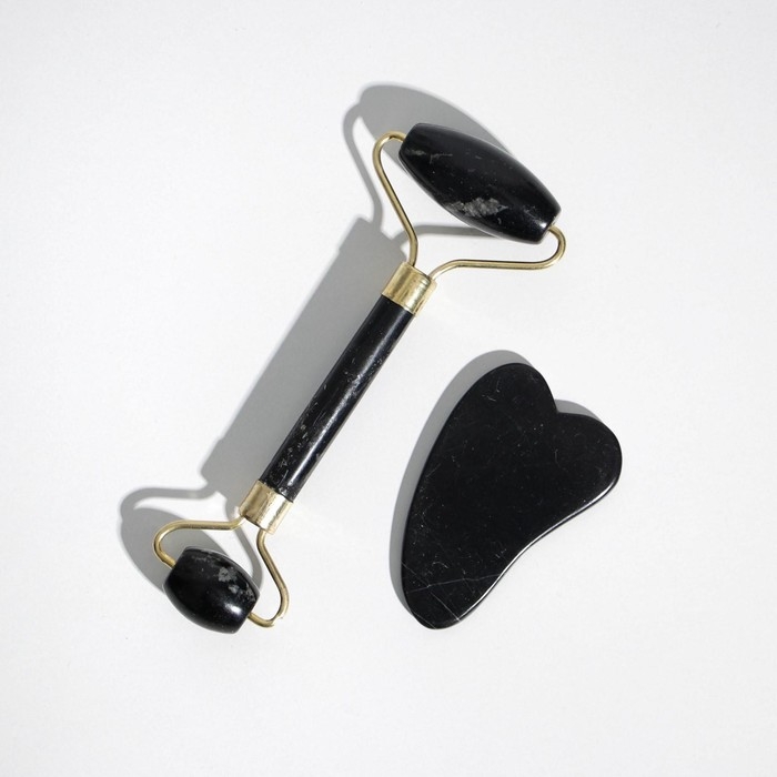 Массажер для лица, гуаша набор «Люби себя» 10,5 х 19 см, антраконит Массажер для лица, гуаша набор «Люби себя» 10,5 х 19 см, антраконит