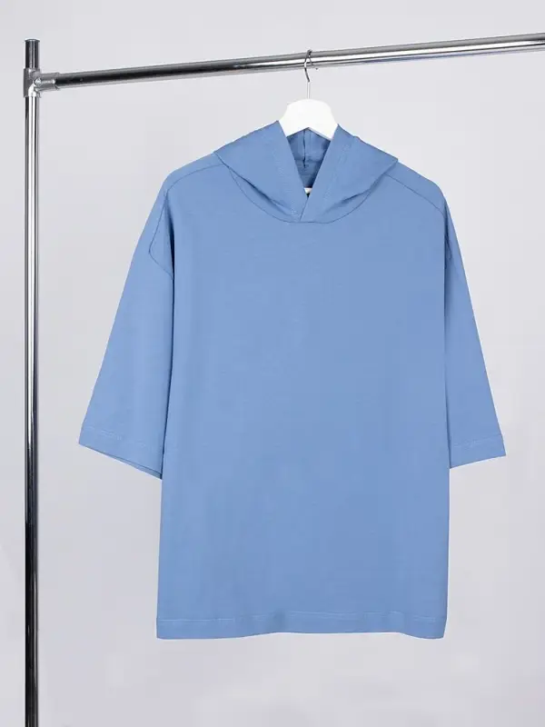 Футболка оверсайз унисекс с капюшоном Neofit, синяя, размер XS/S