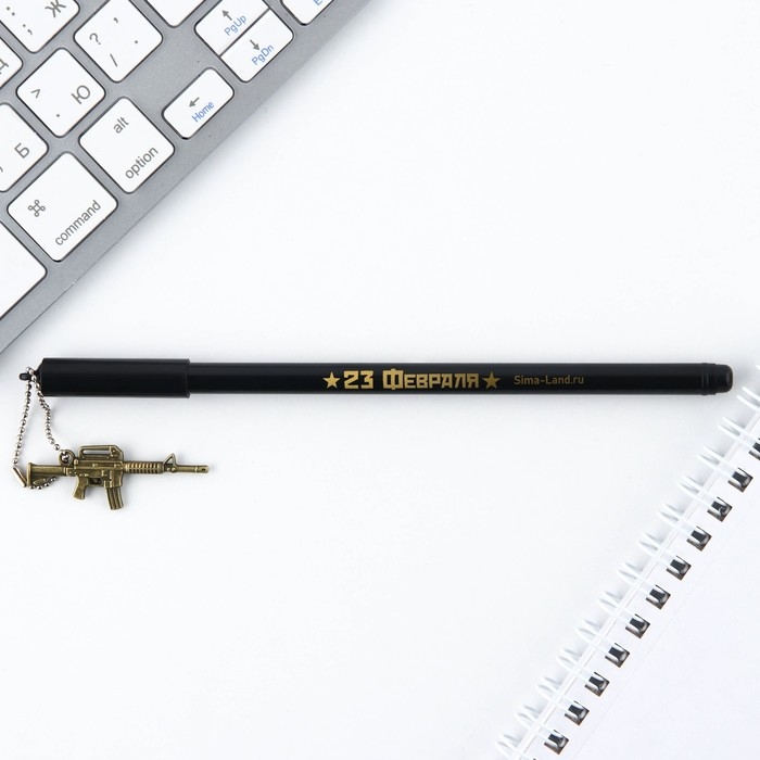 Ручка шариковая синяя паста 0.5 мм с подвеской автомат «С днём защитника отечества» пластик Ручка шариковая синяя паста 0.5 мм с подвеской автомат «С днём защитника отечества» пластик