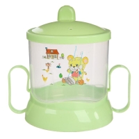 Набор детской посуды, 4 предмета: миска, ложка, вилка, поильник с твёрдым носиком 200 мл, цвета МИКС