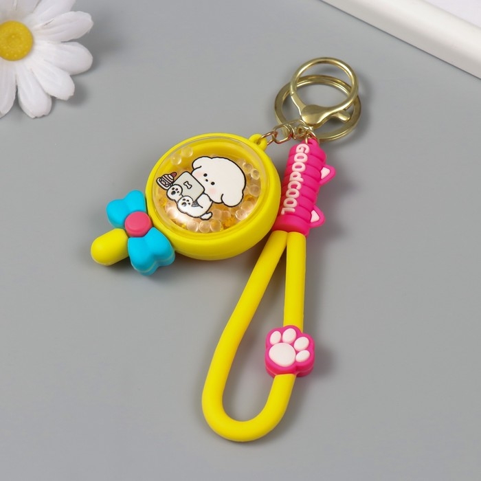 Брелок резина с ремешком Брелок резина с ремешком "Леденец на палочке с бантом. Пёсик" 6,5х4,5х2 см