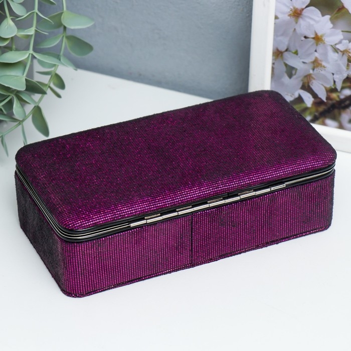 Шкатулка кожзам для украшений Шкатулка кожзам для украшений "Мелкие квадратики. Фиолет" 6х9,8х18,5 см