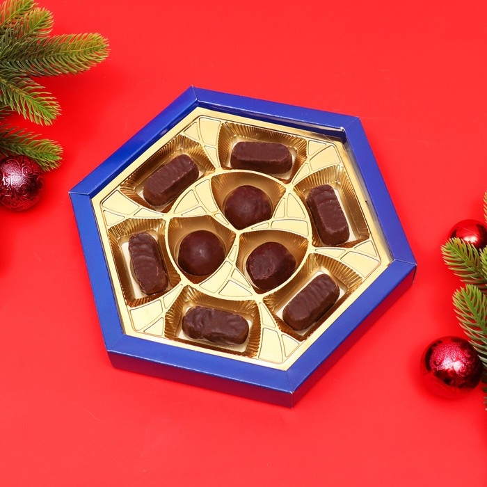 Новый год. Шоколадное ассорти &laquo;С новым годом, рождеством&raquo; , короб синий, 150 г