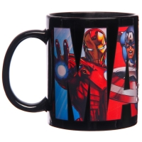 Кружка-хамелеон, черная, 330 мл "Супер-герои", Мстители