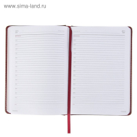 Ежедневник недатированный А5+, 136 листов Sidney Nebraska, твёрдая обложка, искусственная кожа, золотой срез, бордовый