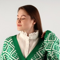 Воротник ложный стойка, ажурный, диаметр горловины = 46 см, 33 &times; 25,5 см, цвет айвори