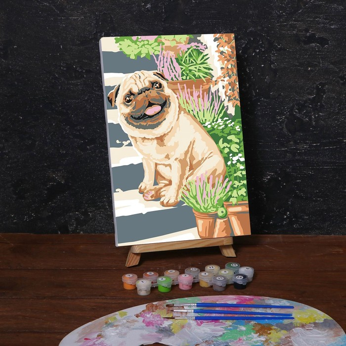 Картина по номерам на холсте с подрамником &laquo;Мопс&raquo; 20х30 см