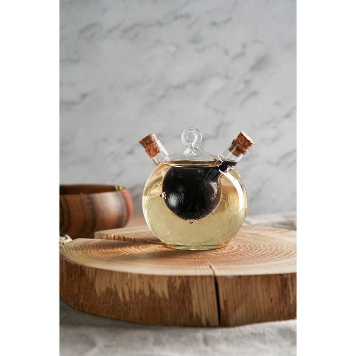 Бутыль стеклянная для соусов и масла 2 в 1 &laquo;Фьюжн. Бомбочка&raquo;, 230/40 мл, 10,5&times;8,5&times;9,5 см