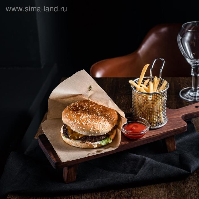 Доска разделочная, для подачи на ножках из натурального кедра Mаgistrо, 38&times;10,5&times;6,5 см, с ручкой, цвет шоколадный