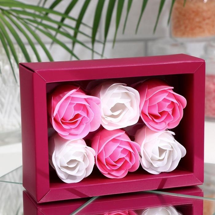 Мыльные розочки, белые и розовые, набор 6 шт. Мыльные розочки, белые и розовые, набор 6 шт.