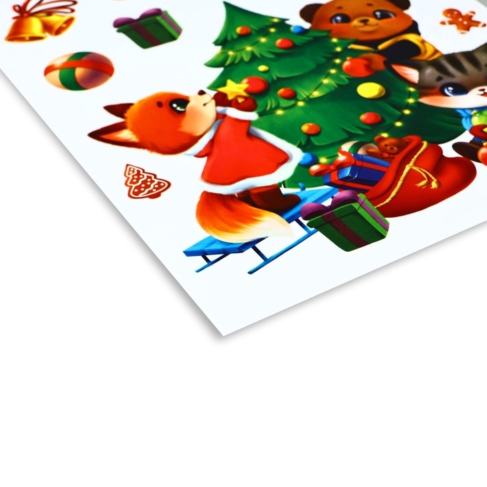 Виниловые наклейки на окна &laquo;Счастья в Новом году&raquo;, многоразовые, 20 х 34.5 см, Новый год