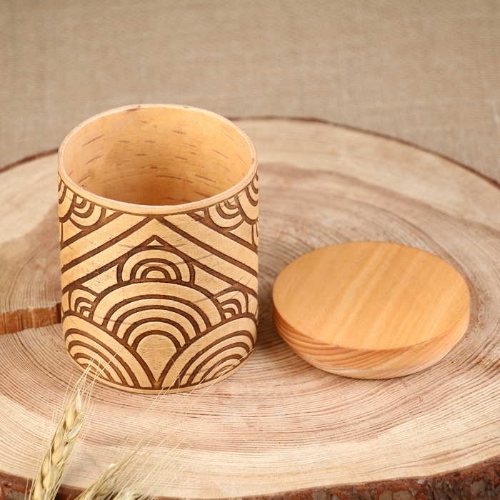 Туес для специй «Орнамент», мёд, 8х8х10 см, 300 мл, береста Туес для специй «Орнамент», мёд, 8х8х10 см, 300 мл, береста