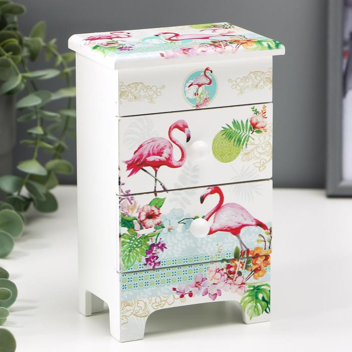 Шкатулка дерево 3 ящика Шкатулка дерево 3 ящика "Фламинго" 18х11,5х7,5 см