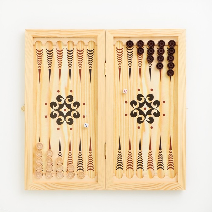 Нарды "Медведь на охоте", деревянная доска 50 х 50 см, с полем для игры в шашки