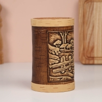 Туес "Зимняя деревня", 9,5х10,5 см, 1 л, береста