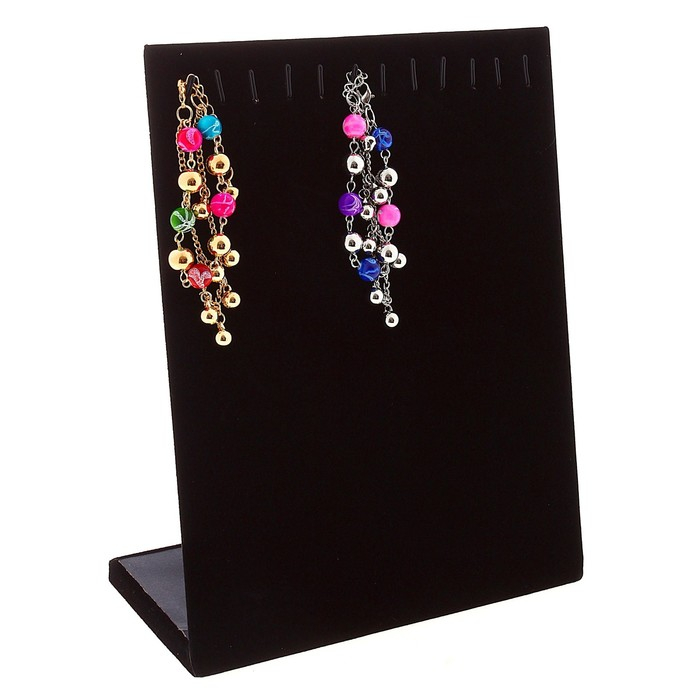 Подставка для кулонов, цепочек, браслетов, 12 крючков 20×9×25,5 см, бархатная, цвет чёрный Подставка для кулонов, цепочек, браслетов, 12 крючков 20×9×25,5 см, бархатная, цвет чёрный