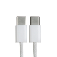 Кабель Type-C - Type-C, 3 А, 60 W, 1 м, передача данных, оплётка ткань, белый Кабель Type-C - Type-C, 3 А, 60 W, 1 м, передача данных, оплётка ткань, белый