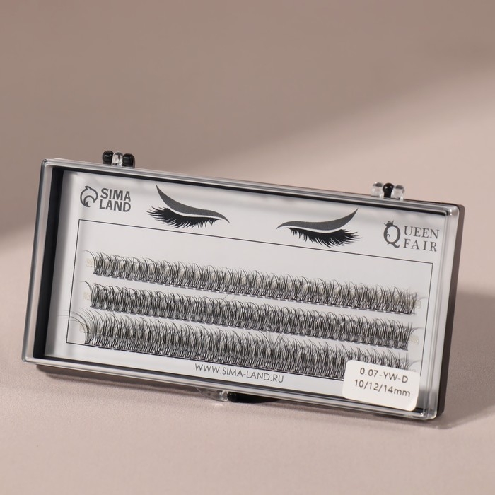 Набор накладных ресниц &laquo;Ласточкин хвост&raquo;, пучки, 10, 12, 14 мм, толщина 0,07 мм, изгиб D, 12 D