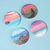 Зеркало складное &laquo;Пляж&raquo;, d = 7,5 см, с увеличением, рисунок МИКС